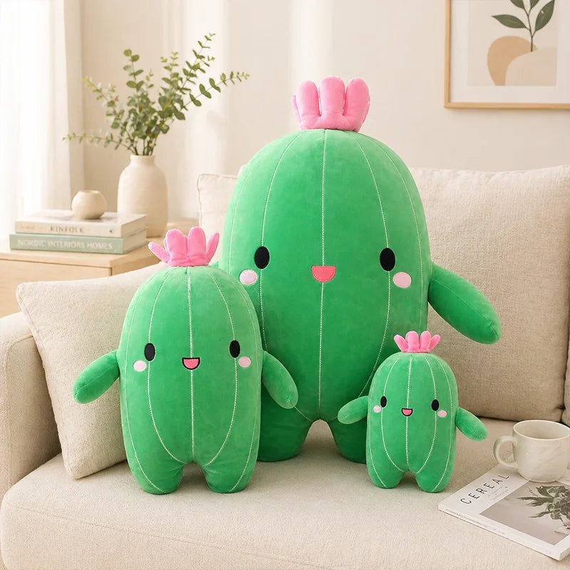 Soft kawaii cactus stuffed animal plush viewed from the front