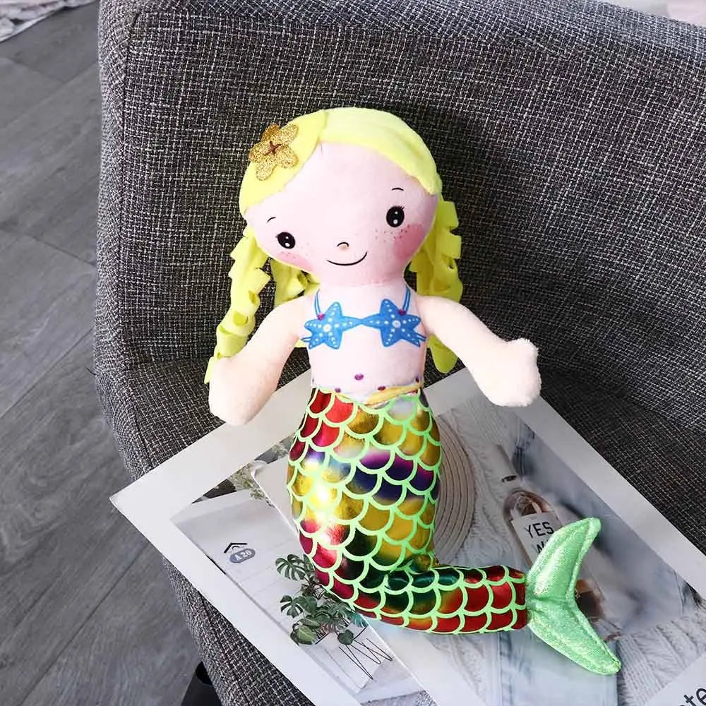 Soft mermaid stuffed animal with PP cotton filling, close-up of tail detail