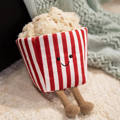Soft popcorn plush with yellow butter-colored kernels