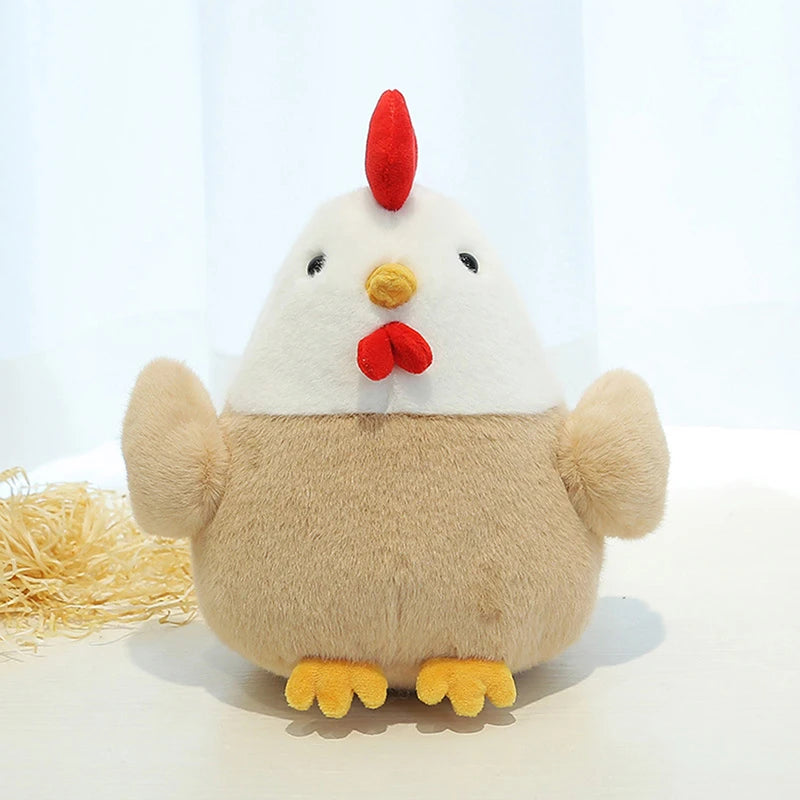 Soft rooster toy close-up showing smooth plush fabric texture detail