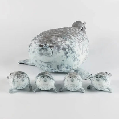 Soft squishy seal stuffed plushie with four surprise baby seals inside