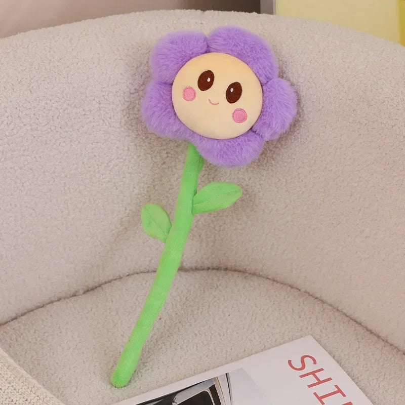 Soft stuffed flower plushie kawaii sunflower pink blue red colorful flower plush toy
