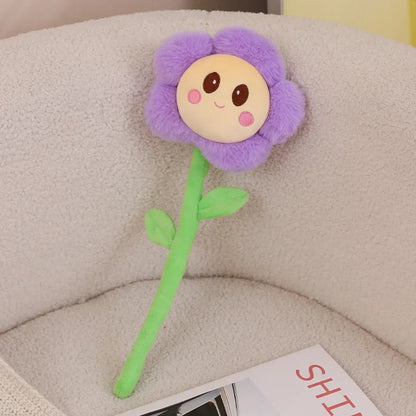 Soft stuffed flower plushie kawaii sunflower pink blue red colorful flower plush toy
