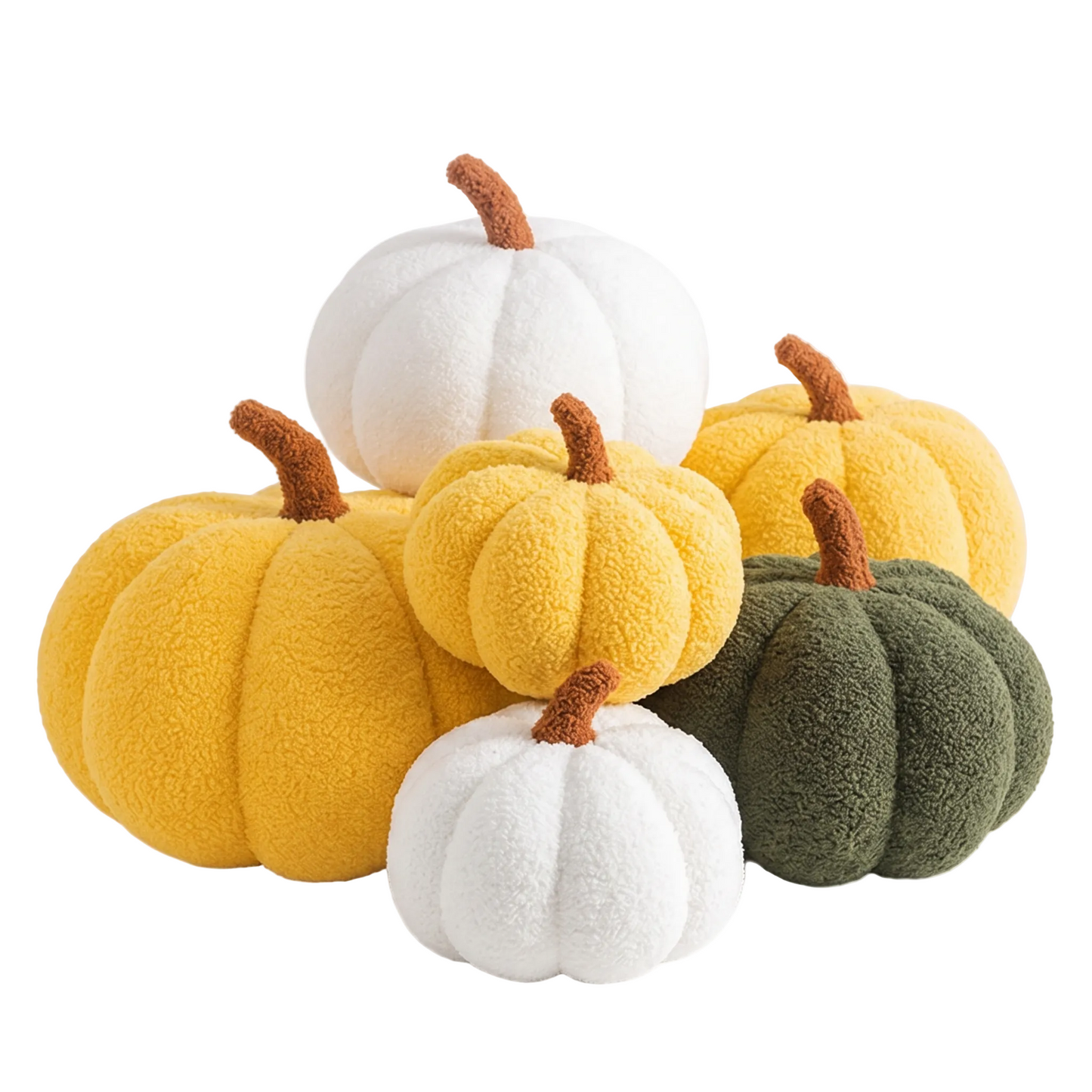 Soft velvet pumpkin plush cushion in autumn orange for Halloween home decor