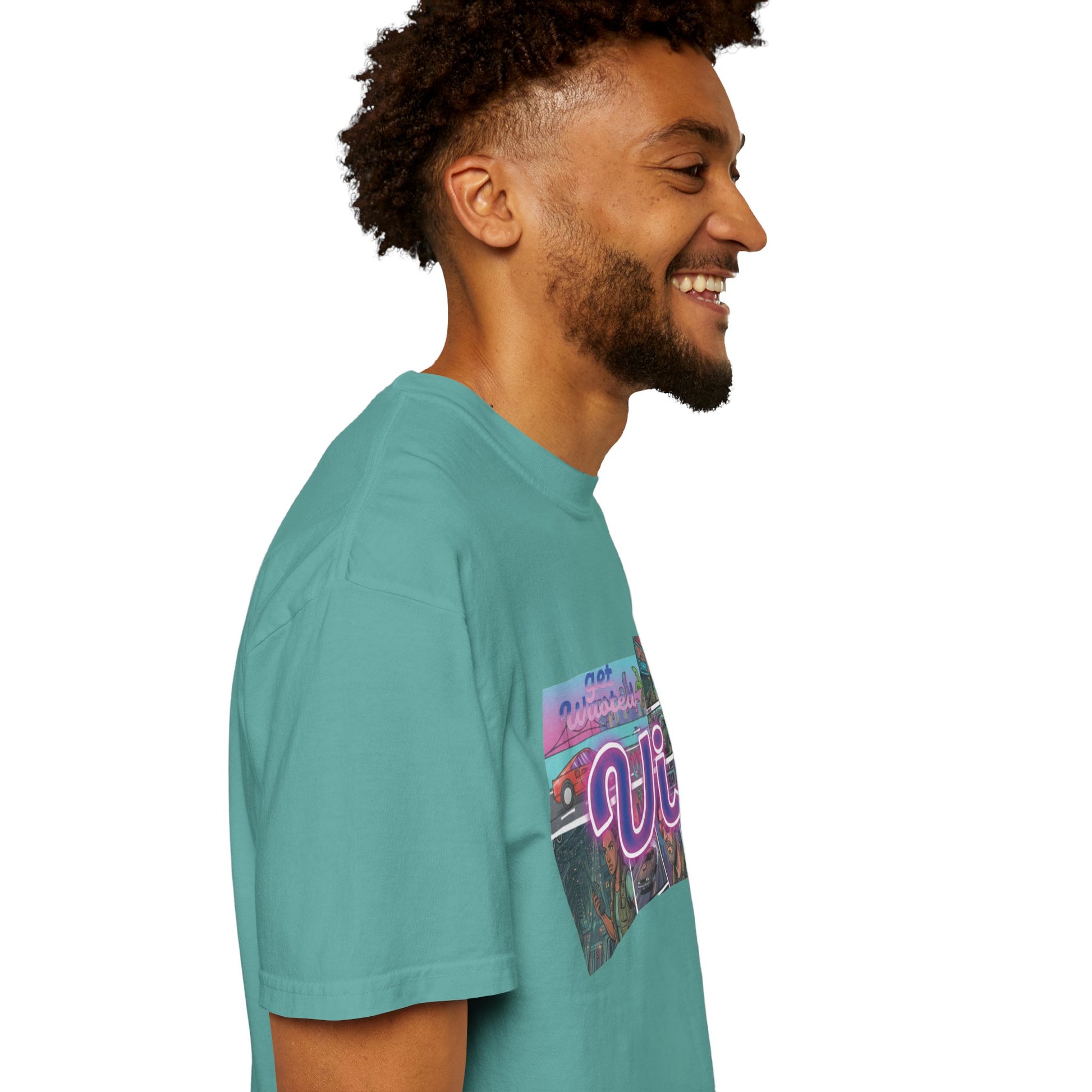 Soft washed neon Miami graphic tee
