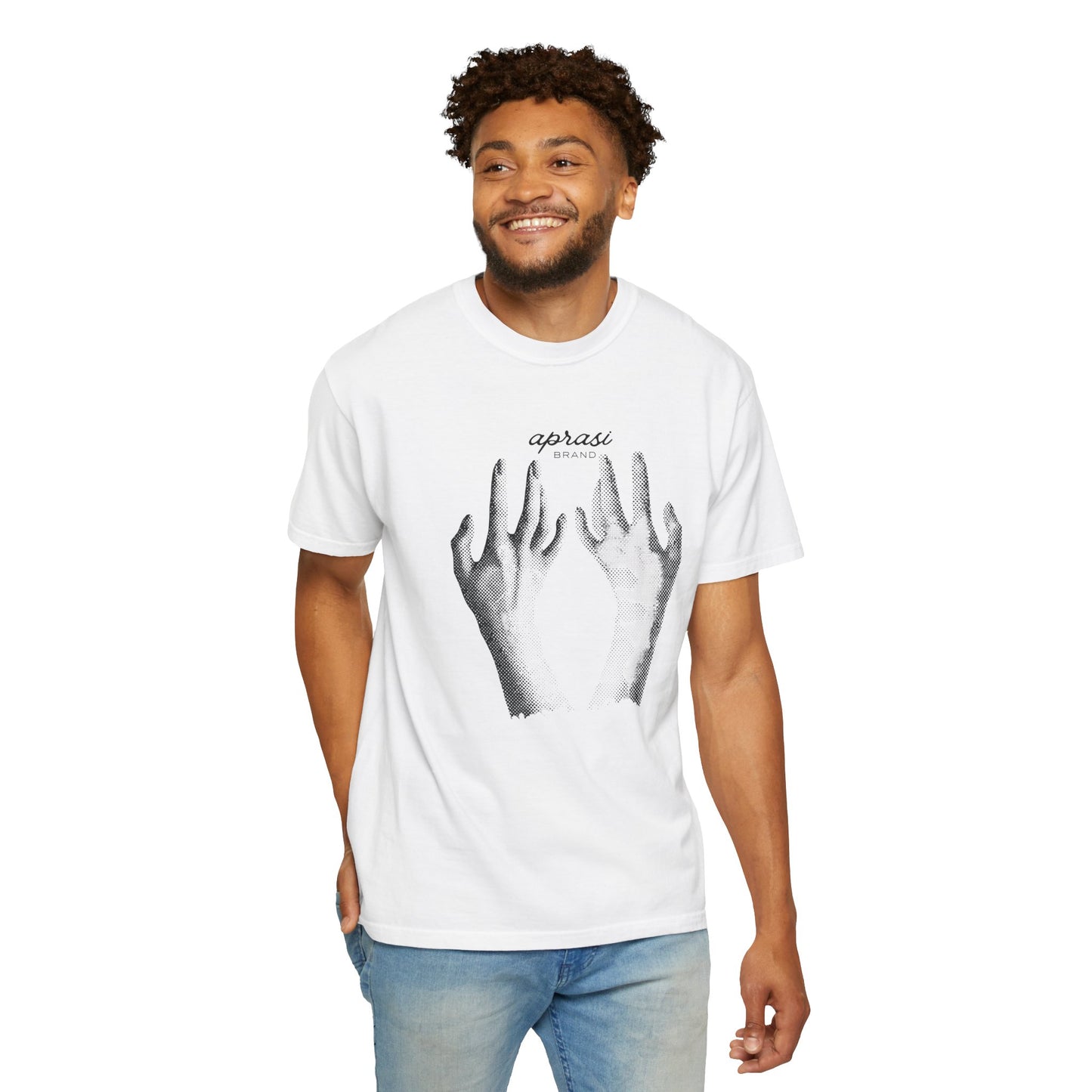 Soft worn in tee faded pigment dye front view heavyweight cotton flat lay
