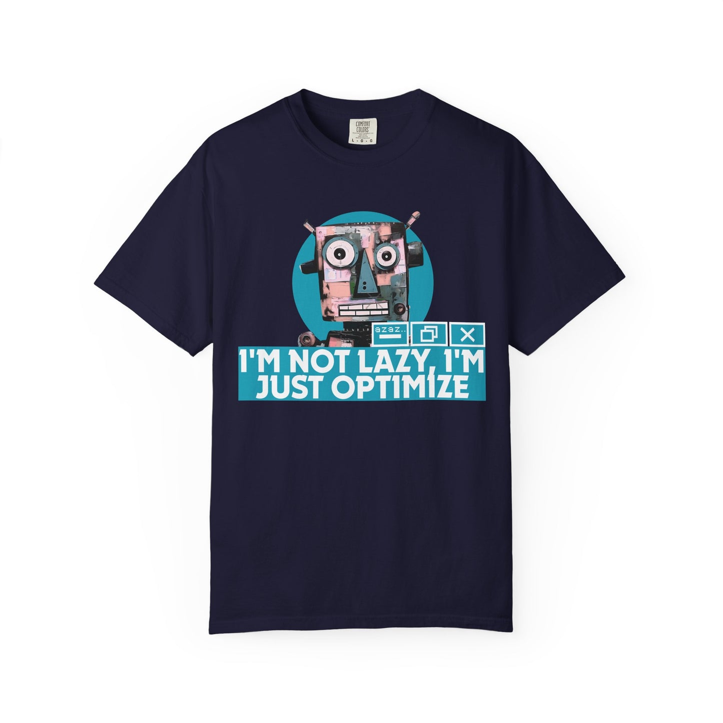 Software engineer gift t-shirt with retro robot made of tech symbols and code elements