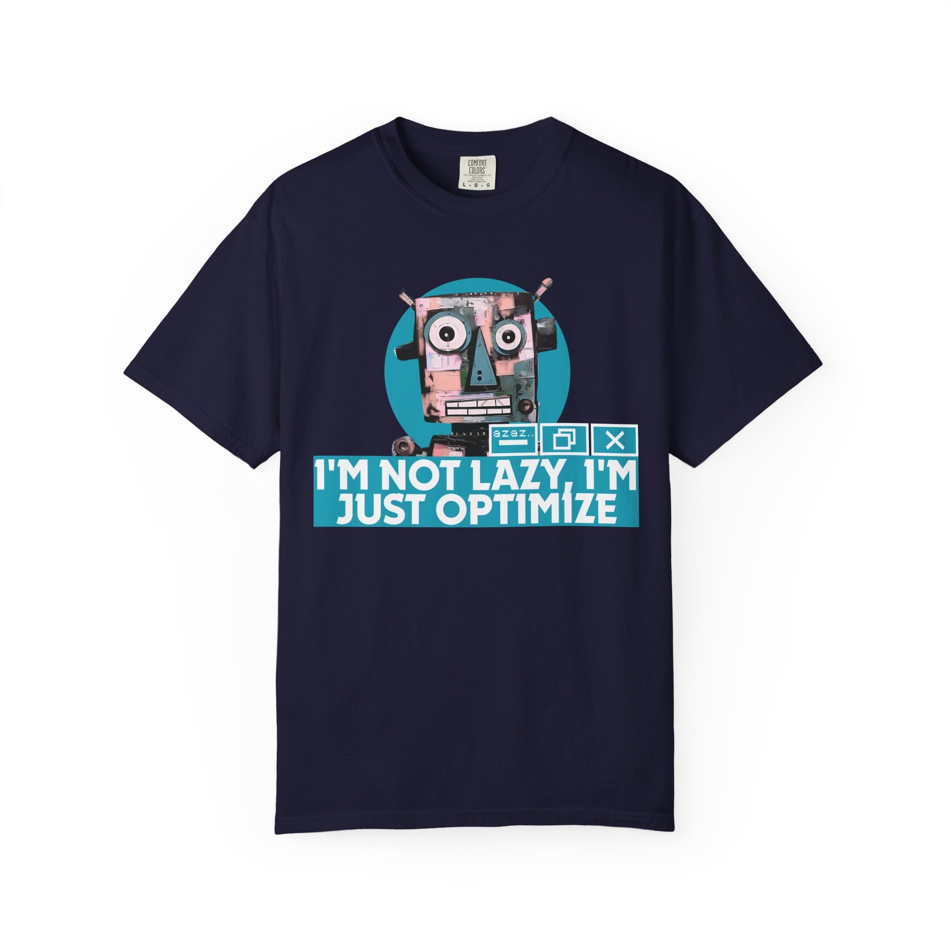 Software engineer gift t-shirt with retro robot made of tech symbols and code elements