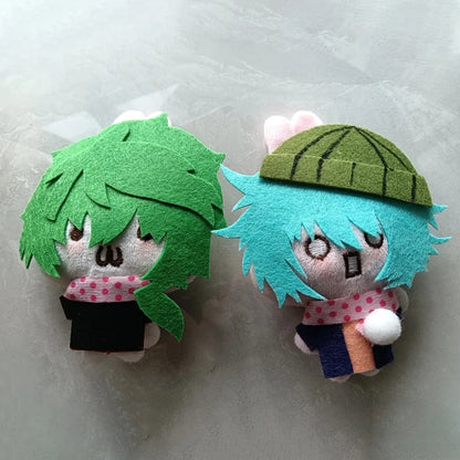 Sou Hiyori plush and Midori plush both variants side by side 13cm
