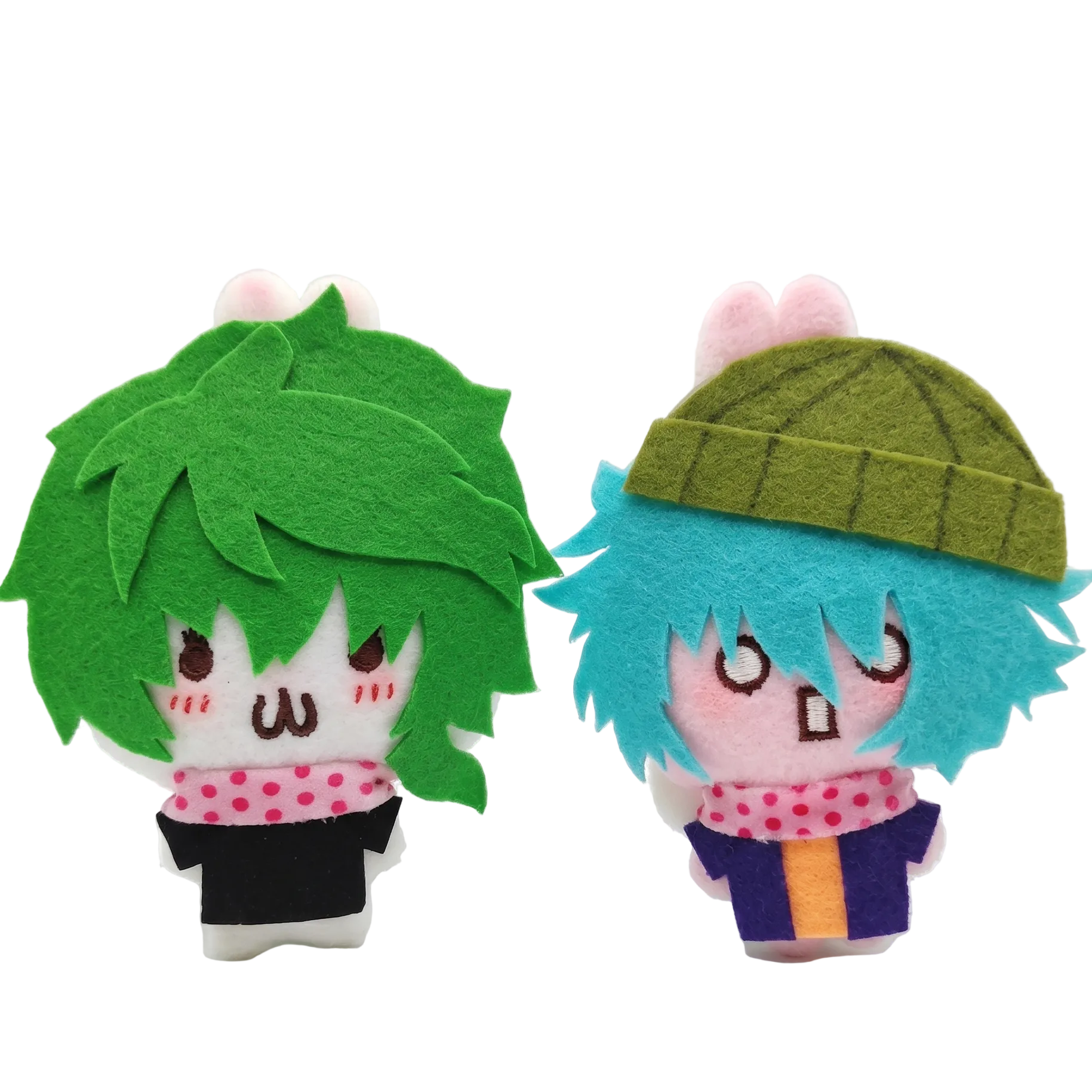 Sou Hiyori plush handmade fan-inspired 13cm teal hair green beanie

