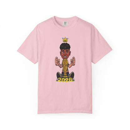 Spain football fan shirt 2026 with vibrant cartoon-style artwork
