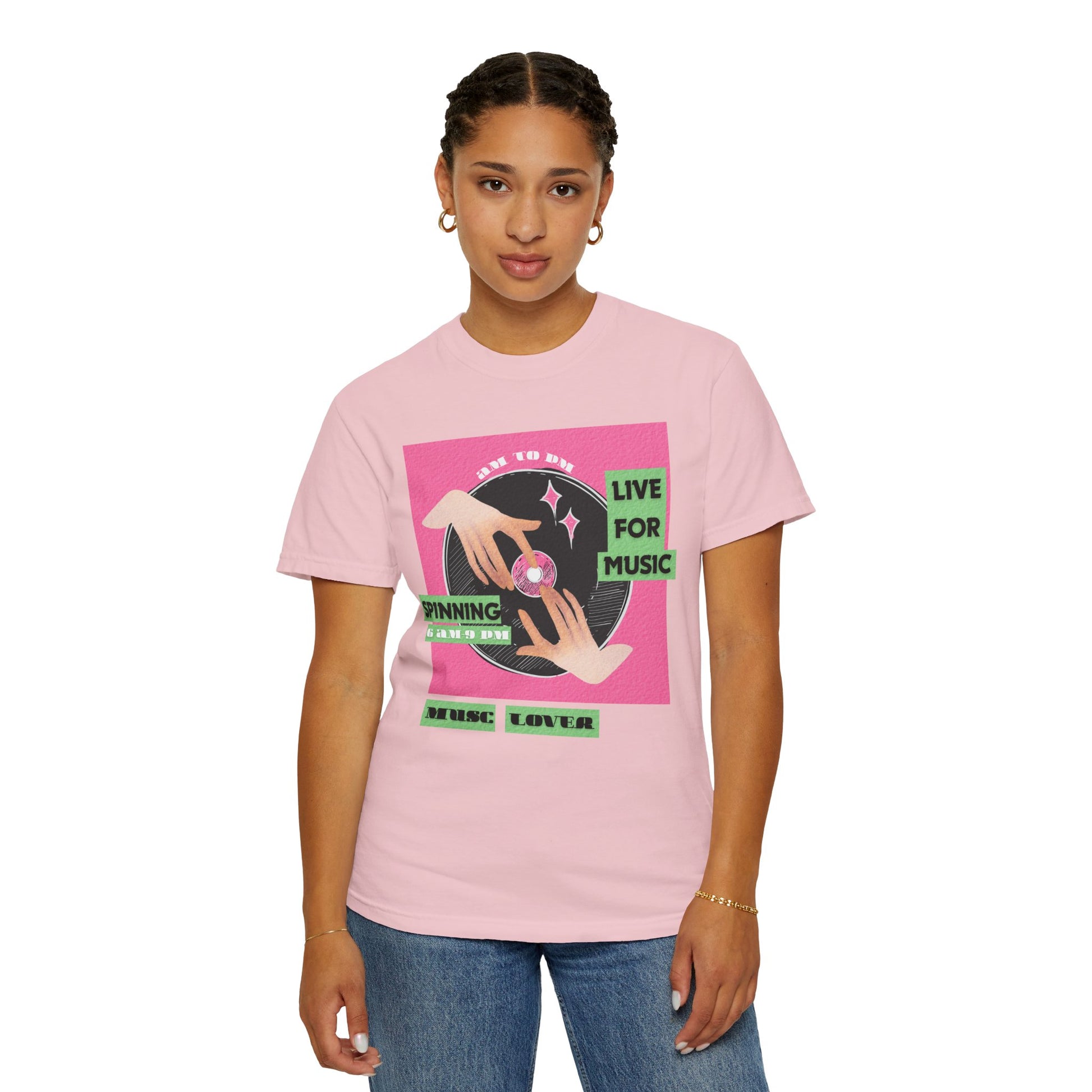 Spinning vinyl apparel in garment-dyed vintage wash finish