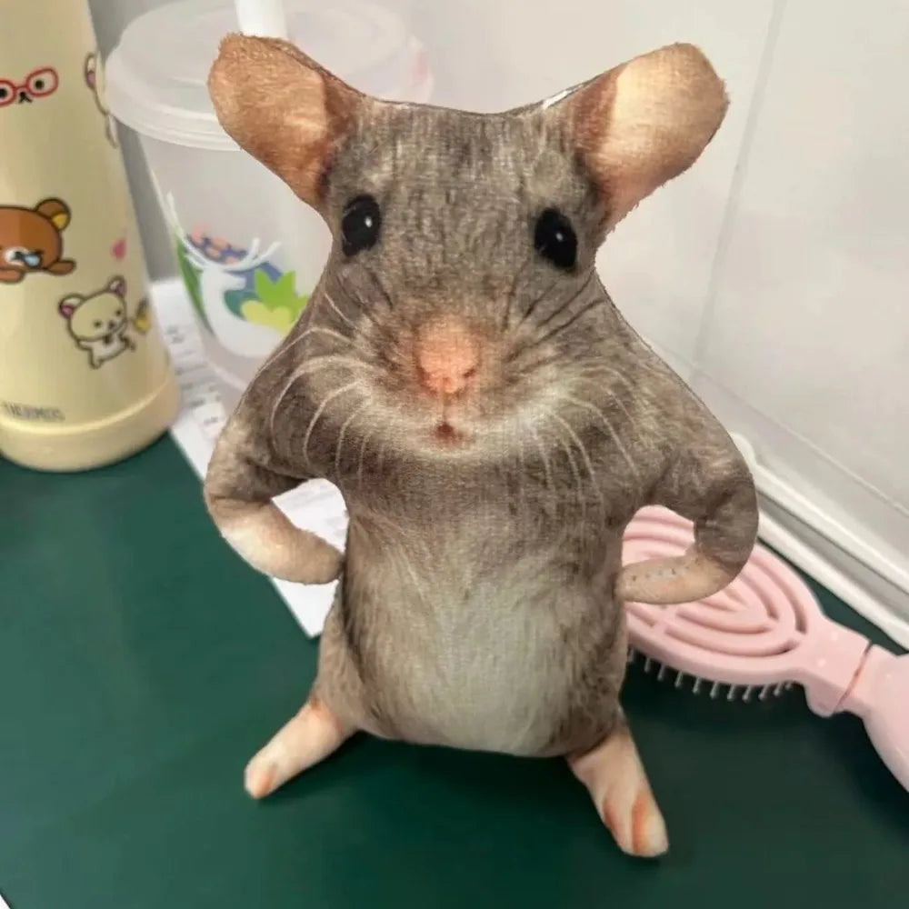 Spoof plush mouse face close up handmade detail