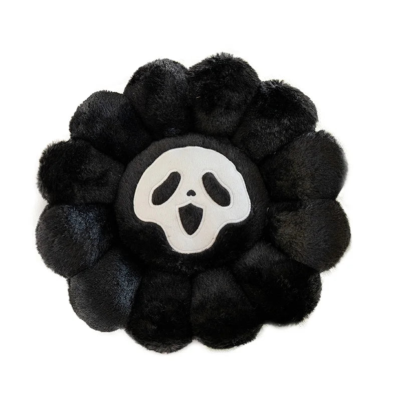 Spooky cute plush displayed on bedroom shelf in anime room decor setup