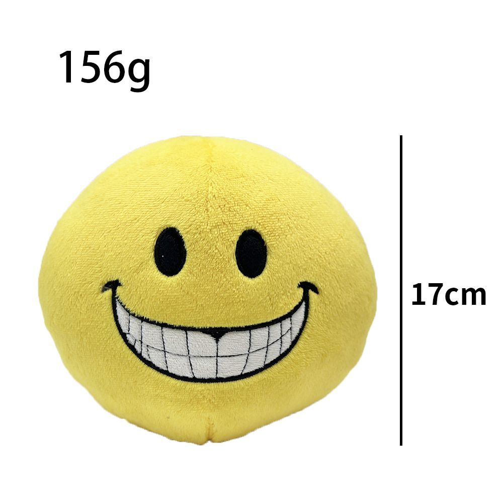 Spooky cute smile plush yellow sphere soft toy front view