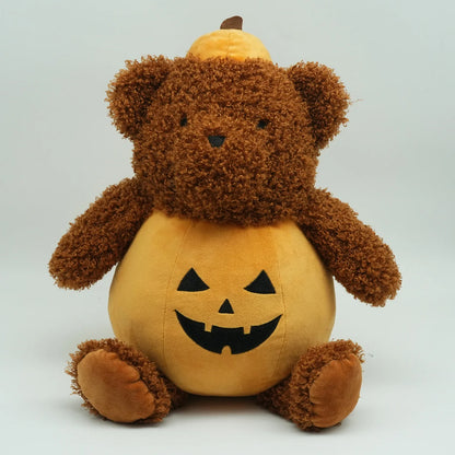 Spooky cute stuffed animal Halloween pumpkin bear plush front view