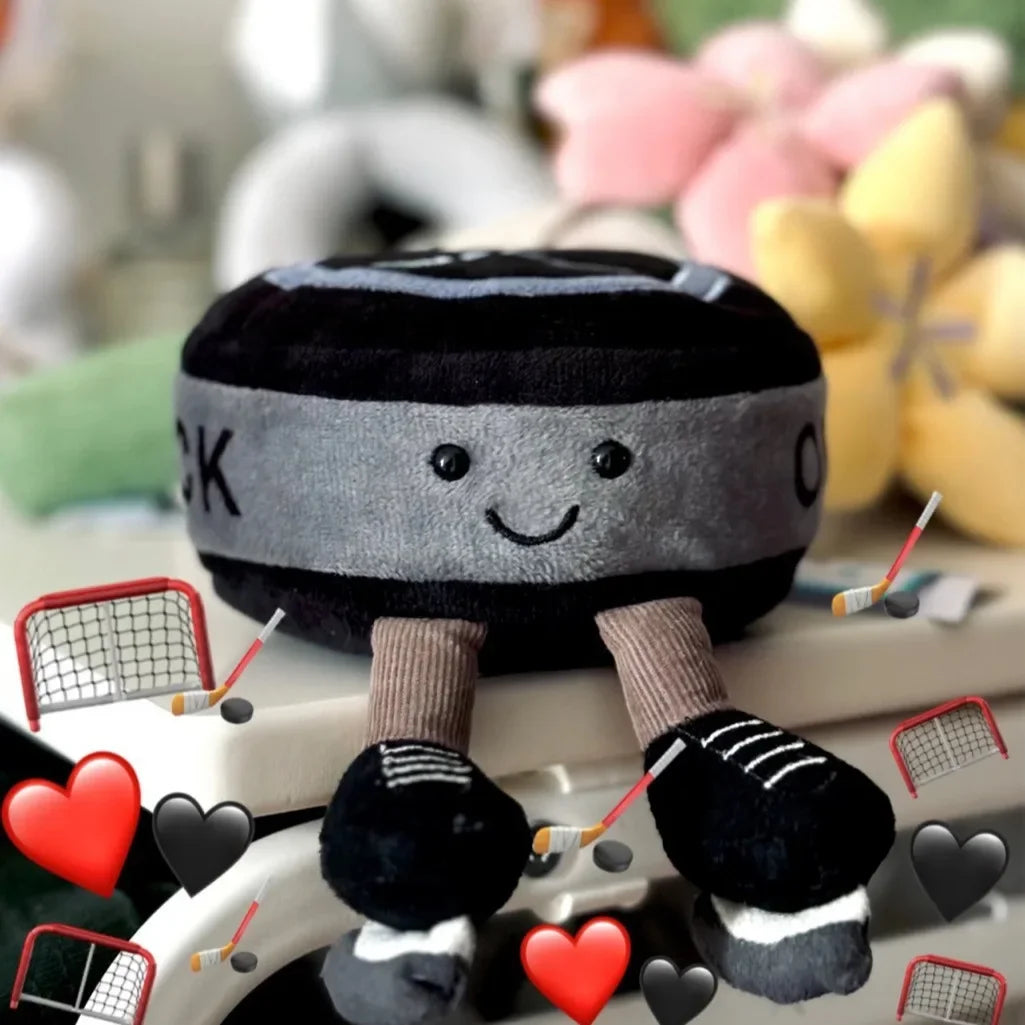 Sports plushie keychain ice hockey puck kawaii character soft PP cotton fill