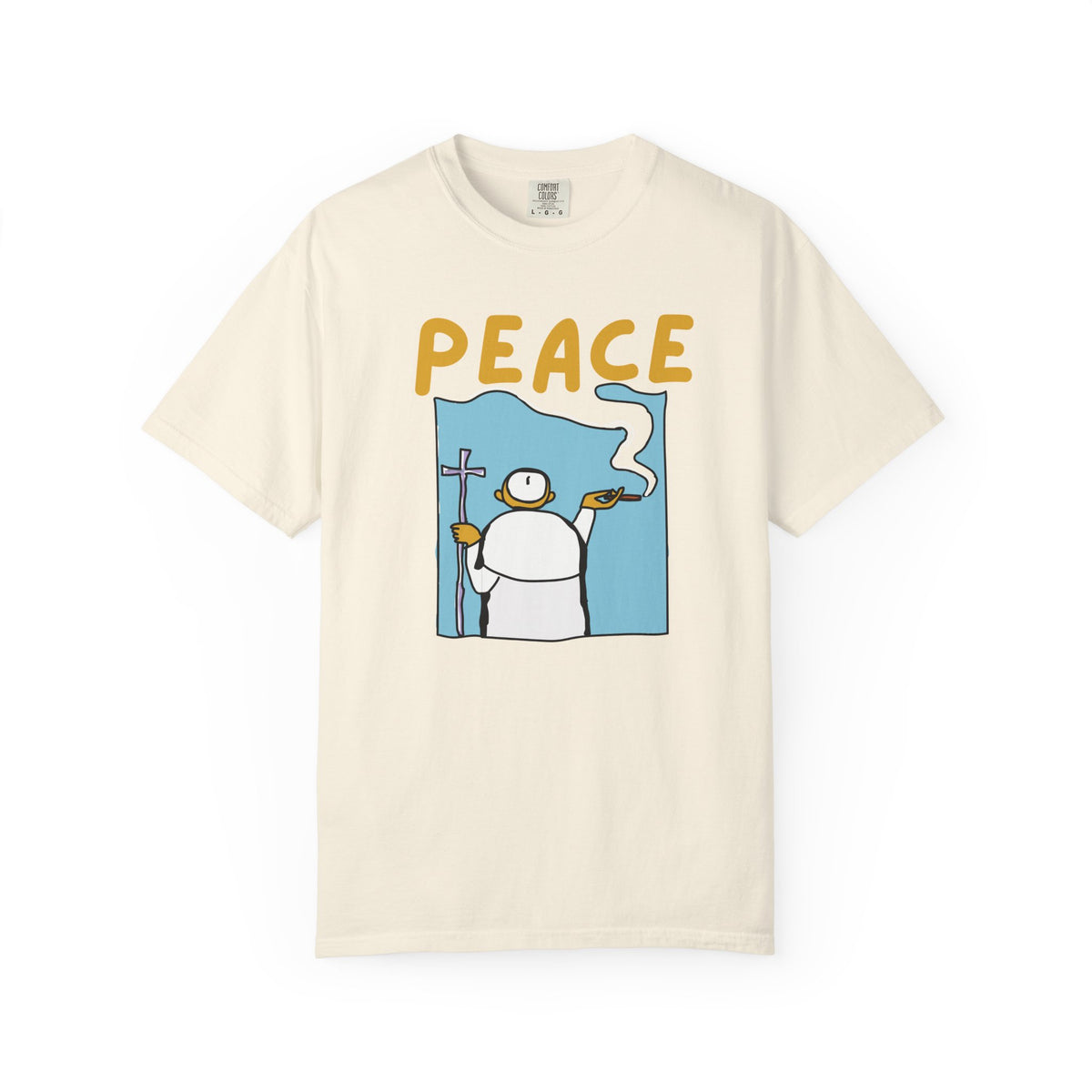 Spreading peace spiritual meme apparel front print close-up