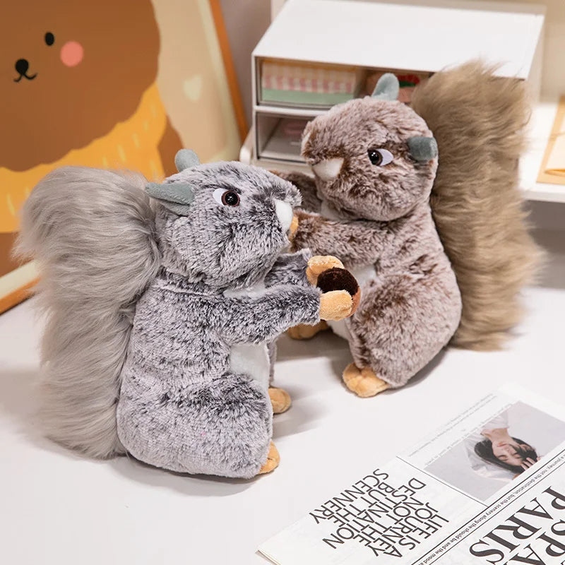 Squirrel plushie close-up showing fluffy fur texture
