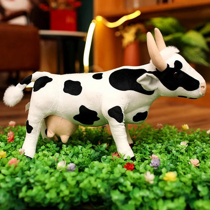 Standing cow stuffed animal side view showing full body proportions