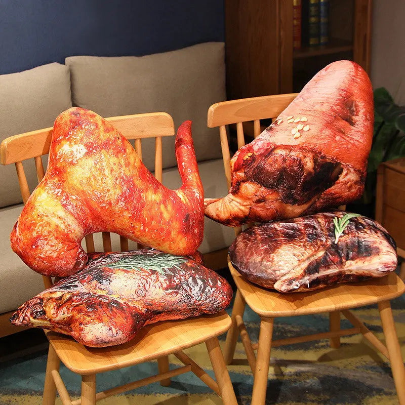 Steak plush pillow 45cm 3D simulation realistic meat stuffed animal