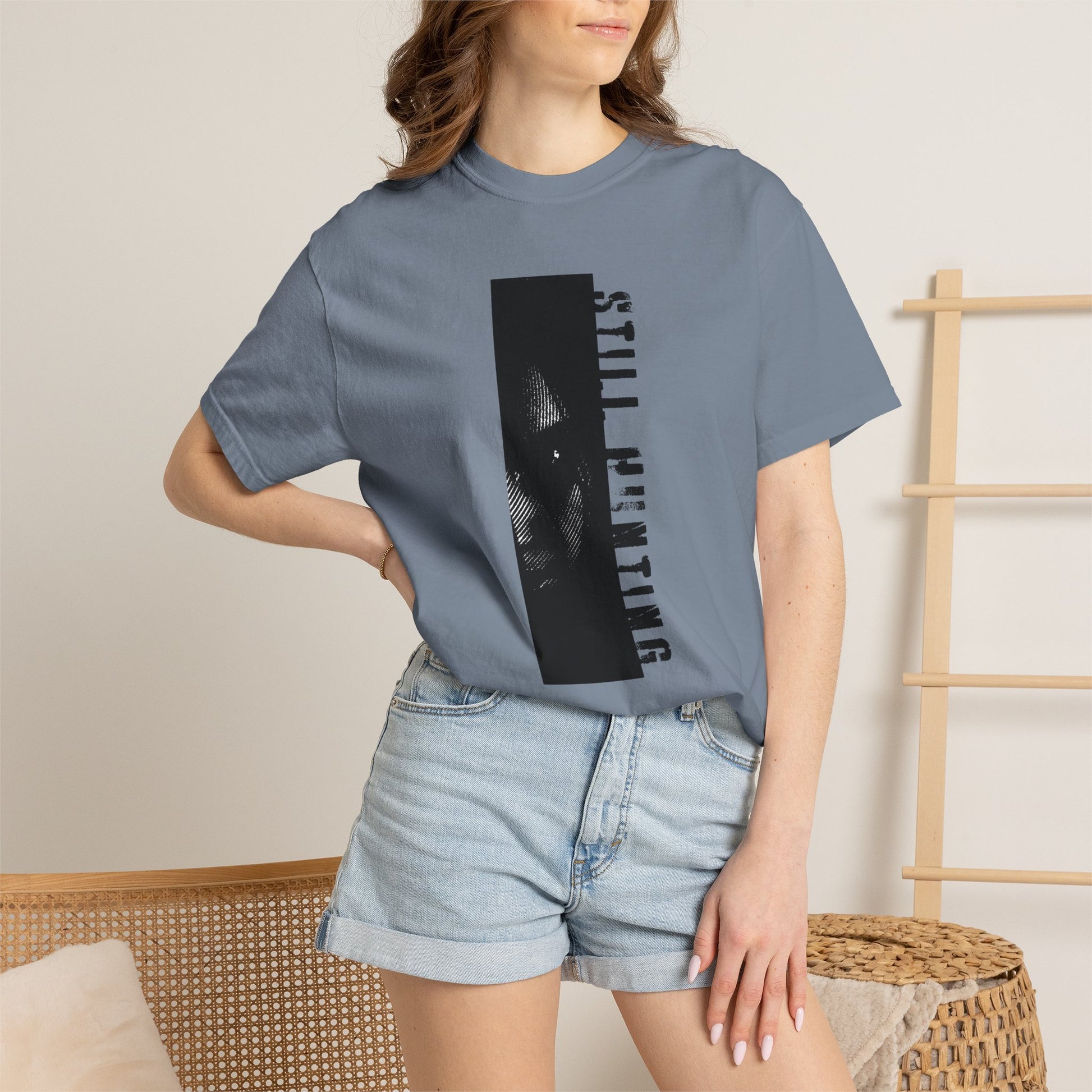 Still hunting tees Comfort Colors lived in garment dyed texture close up
