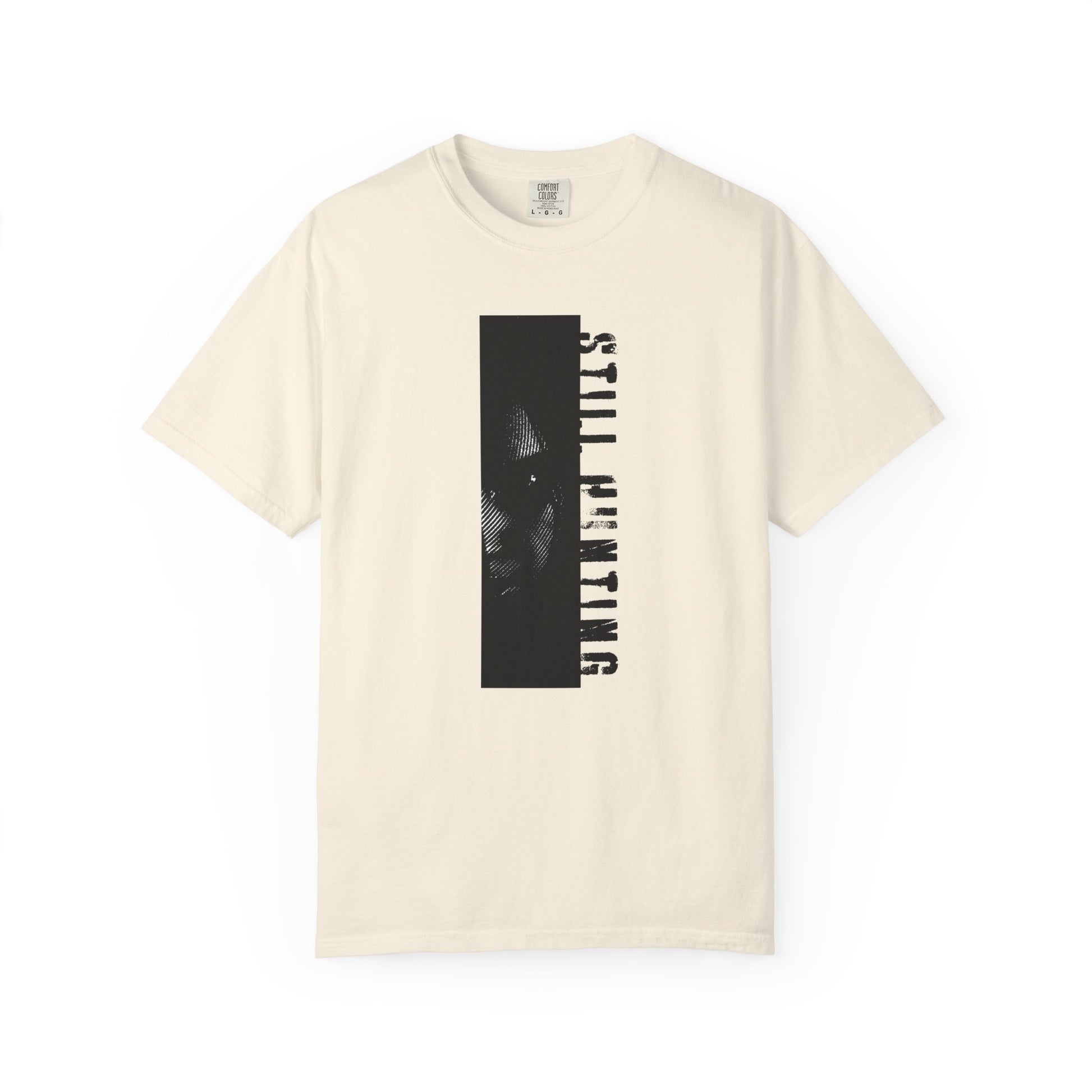 Still hunting unisex tees bold typography high contrast print product display
