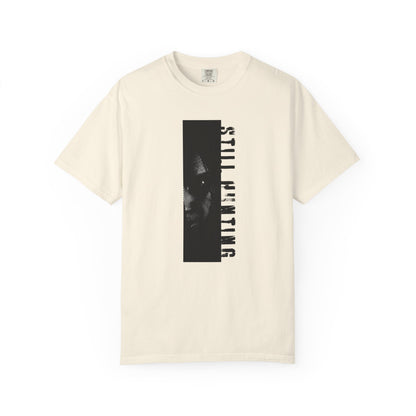 Still hunting unisex tees bold typography high contrast print product display
