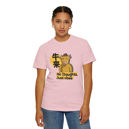 Streetwear graphic t-shirt featuring unbothered Niu Lai mascot