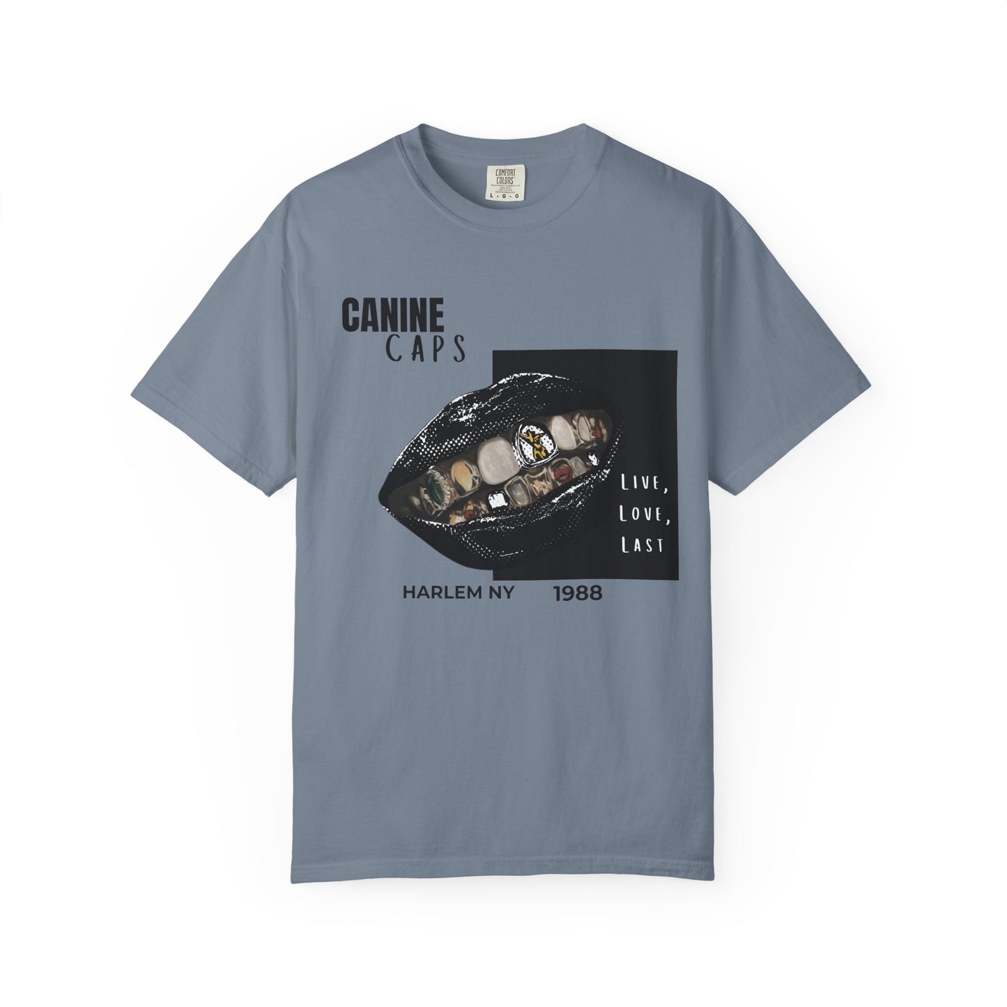 Streetwear graphic tee Live Love Loyalty canine design front