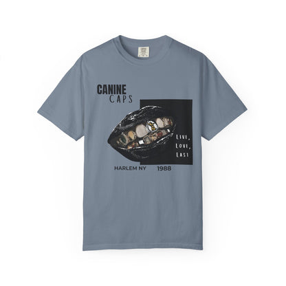 Streetwear graphic tee Live Love Loyalty canine design front