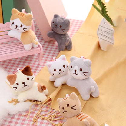 Striped Ginger tilt-head kitten backpack charm keychain product photo
