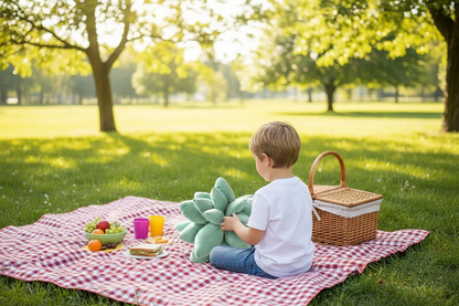 Stuffed succulent plant toy with vibrant green plush fabric