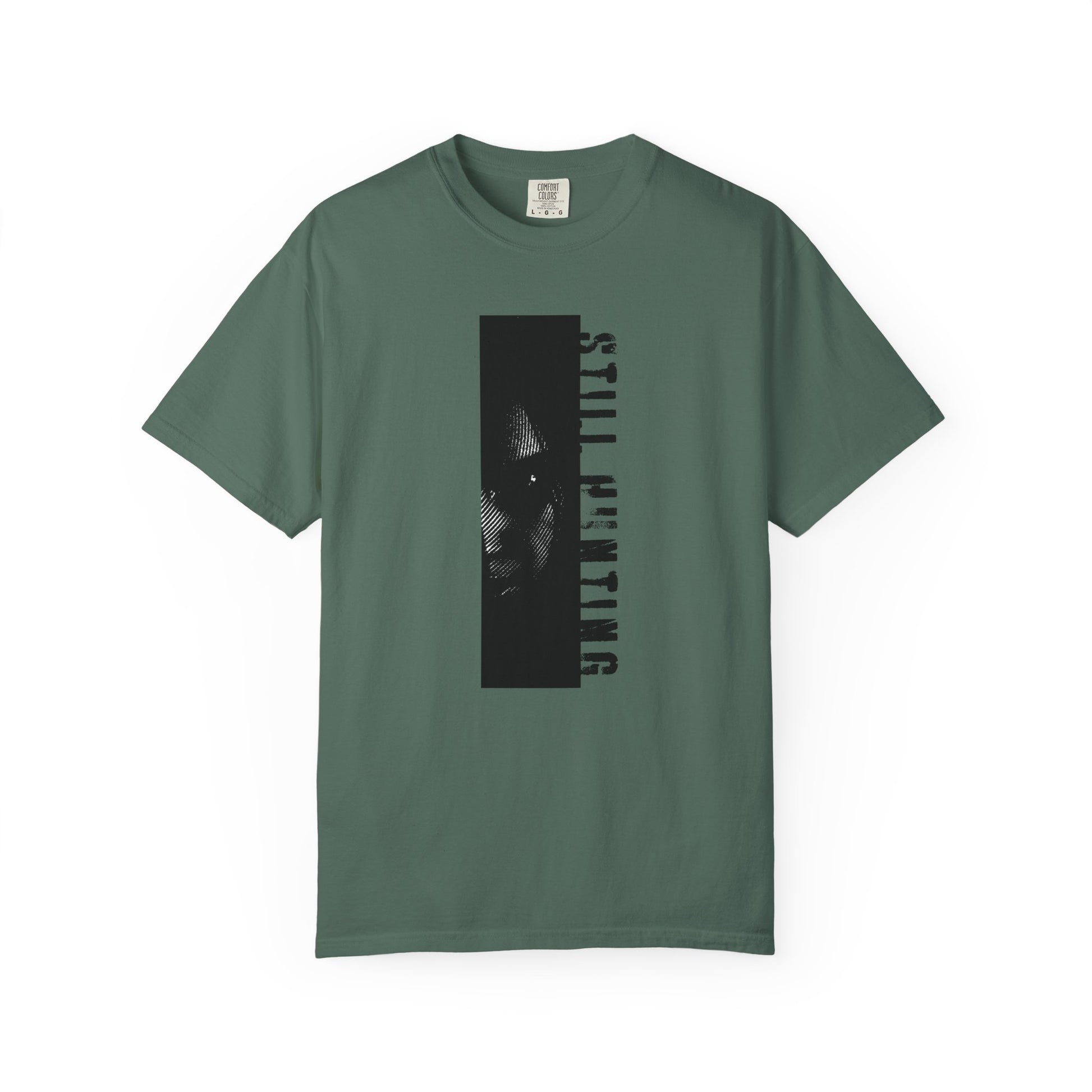 Survival horror graphic tee close up woodcut linework print quality detail

