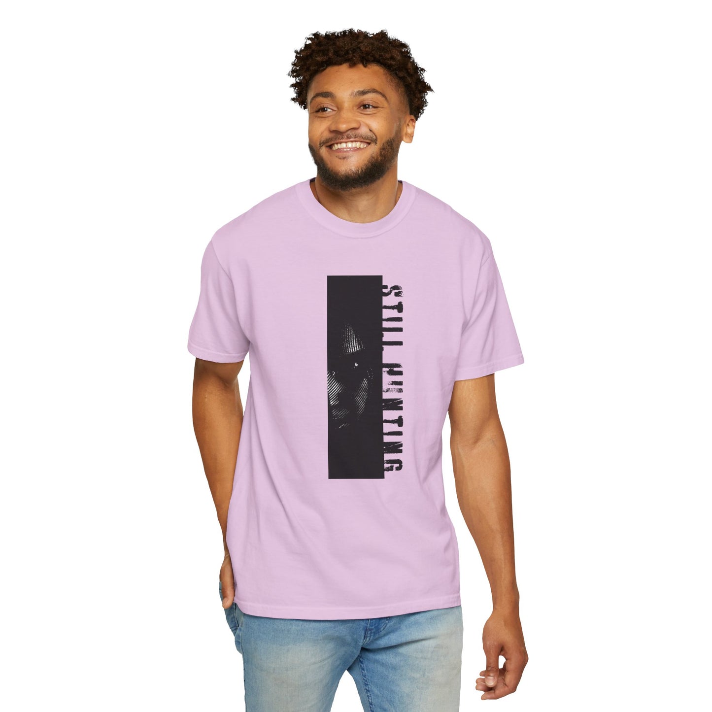 Survival horror graphic tee ghost mannequin back view relaxed silhouette fabric shot
