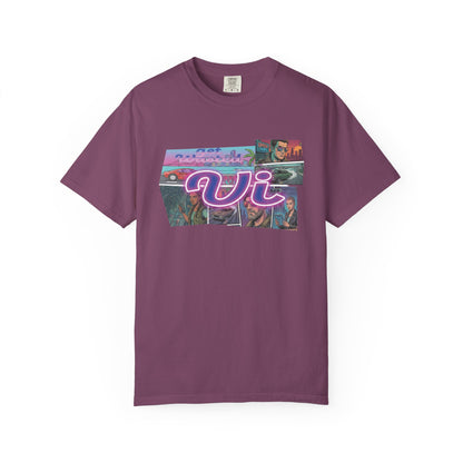 Synthwave sunset palm tree tee
