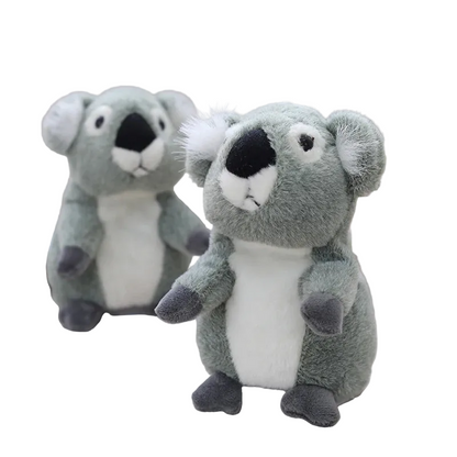 Talking koala plush toy sitting upright showing soft plush fur and round ears