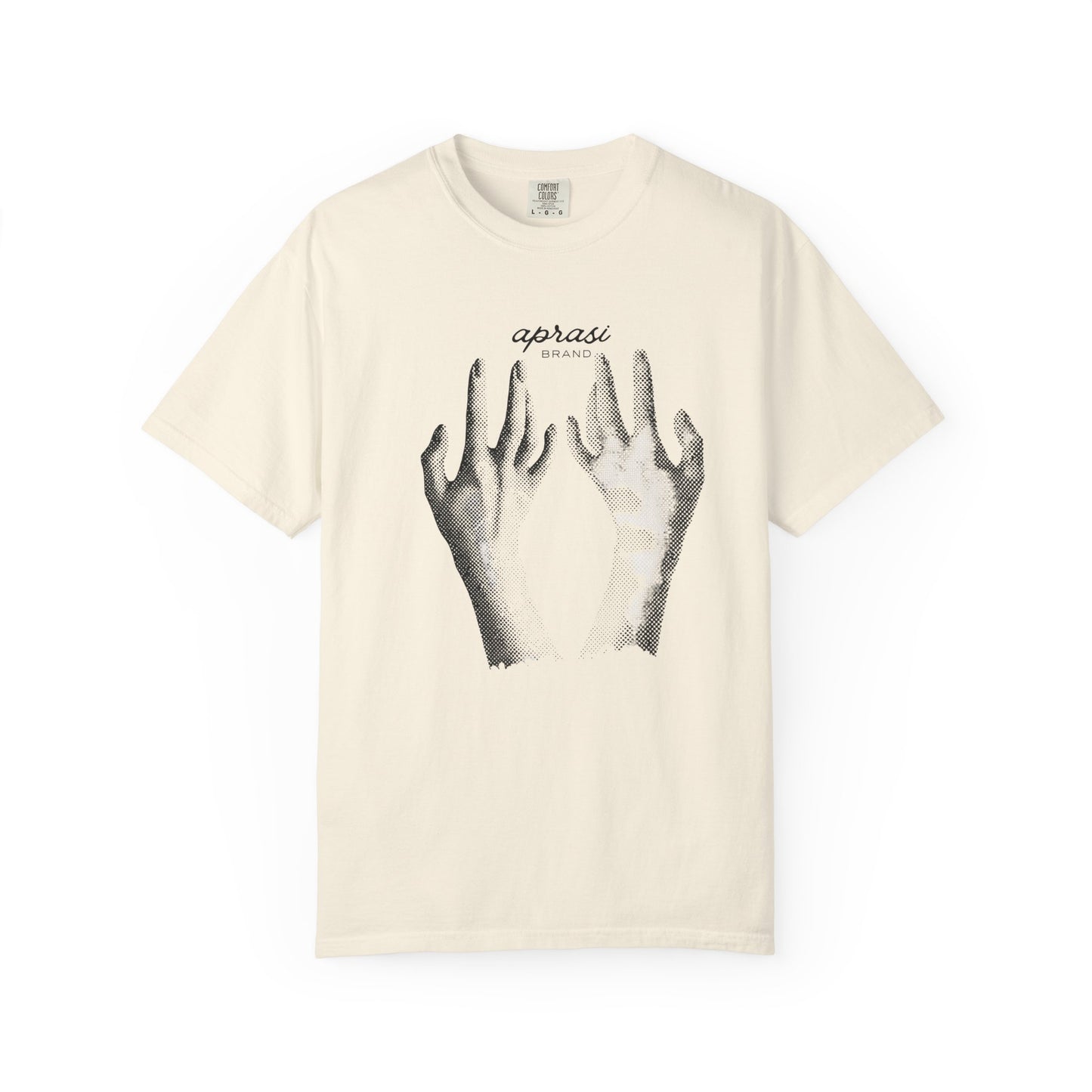 The Copy original artwork graphic tee front view white background by Aprasi
