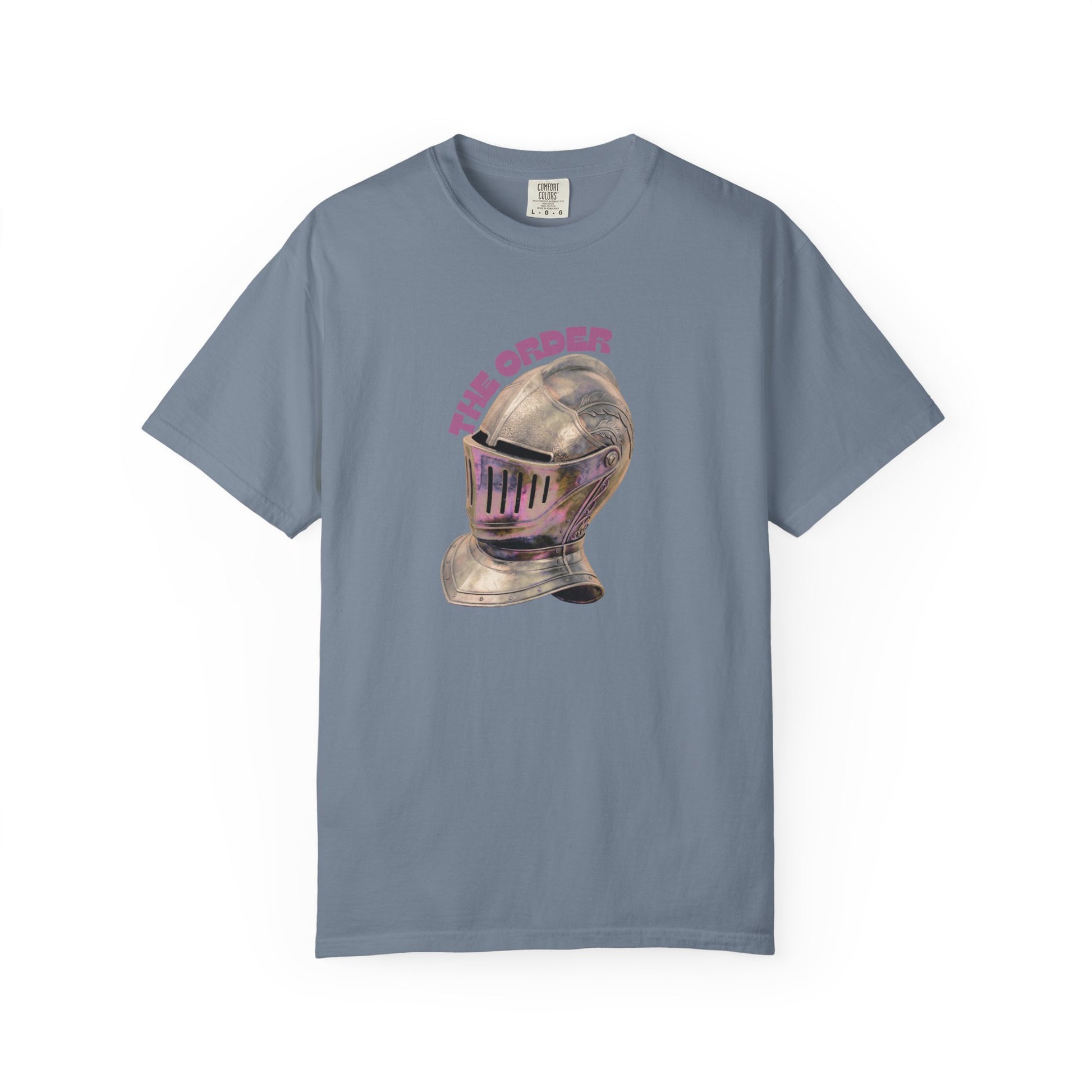 The Order 1886 inspired knight helmet shirt back and front detail shot
