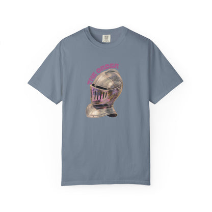 The Order 1886 inspired knight helmet shirt back and front detail shot
