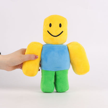 The noob plush yellow head blue torso green legs standing figure
