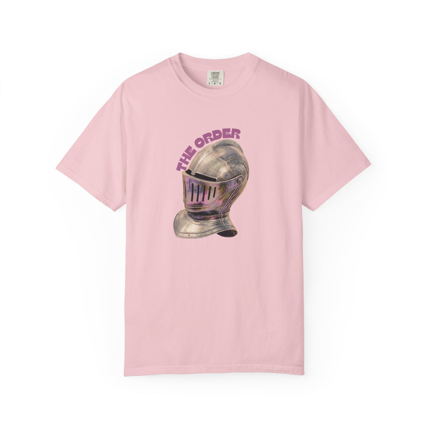 The order unisex tees laid flat on dark background showing full graphic print
