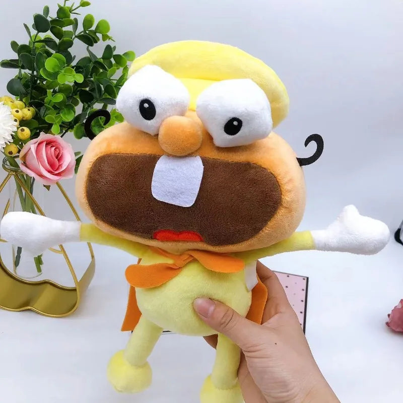 Theodore Noise handmade plush, front view, soft PP cotton filled gaming collectible inspired by a beloved indie platformer rival character