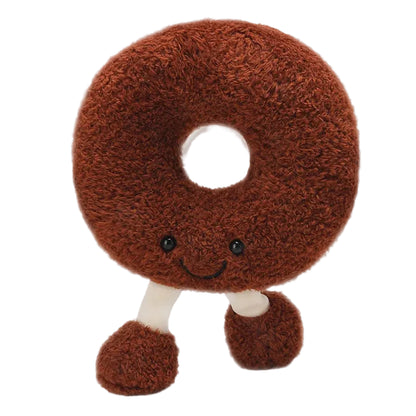 Toast kawaii plush with cartoon face perched on pastel shelf decor