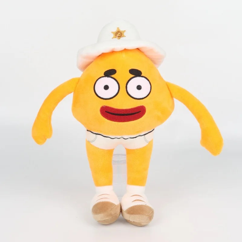 Top down flat lay horror comedy game plushie fan inspired gaming plush collectible
