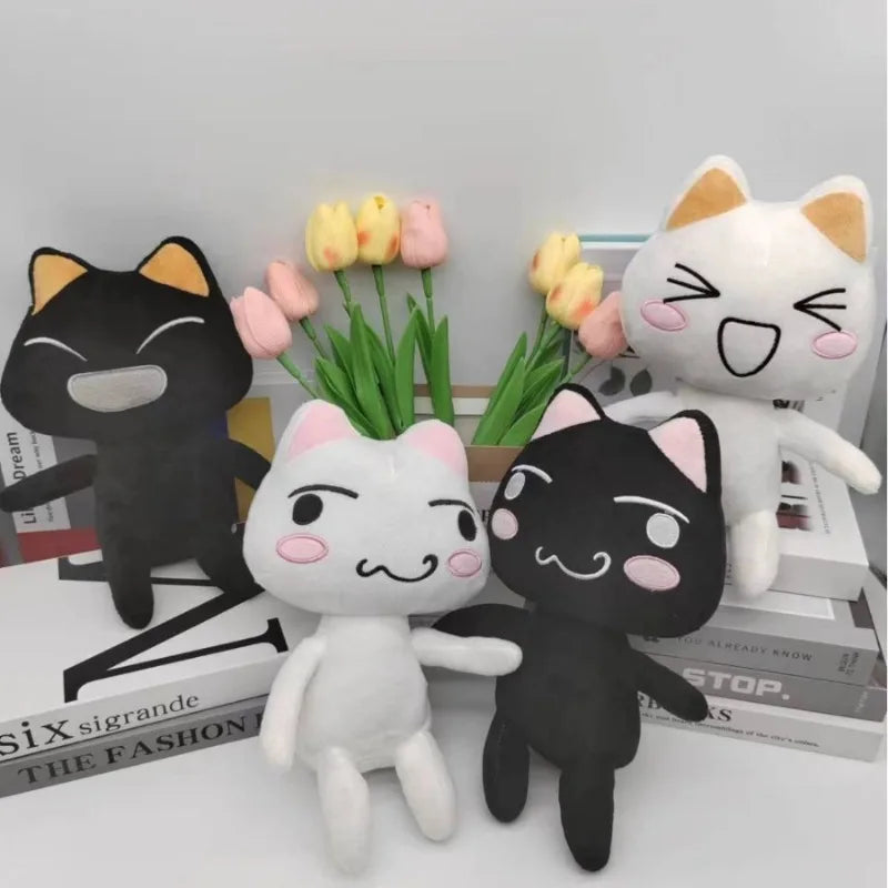 Toro and Kuro kawaii cat plush duo side by side