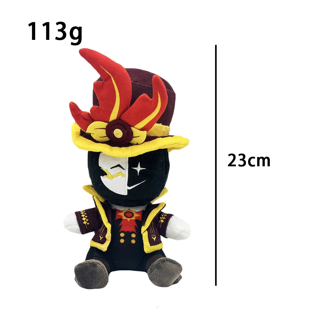 Tower defense plush The Narrator on a shelf with other gaming plush toys