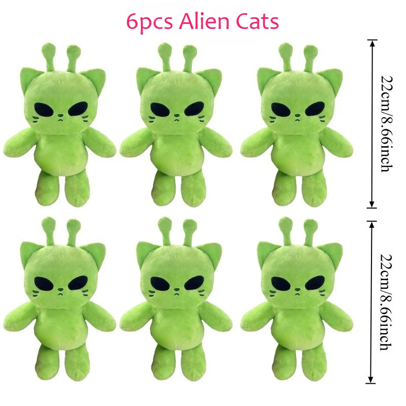 Triple-eyed green alien cat plush variation