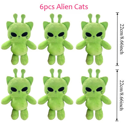 Triple-eyed green alien cat plush variation