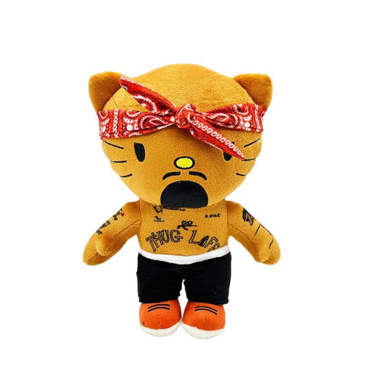 Tupac plush toy wearing iconic bandana and gold chain.
